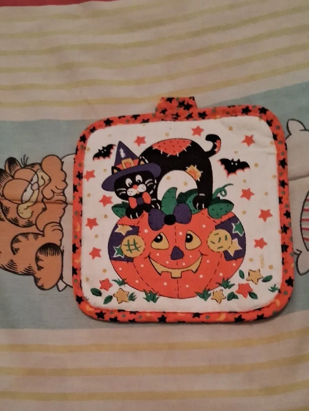 Vintage,Halloween Kitchen Towels and Pot Holder Sets - Orange,Black,Purple🍁🍂🎃